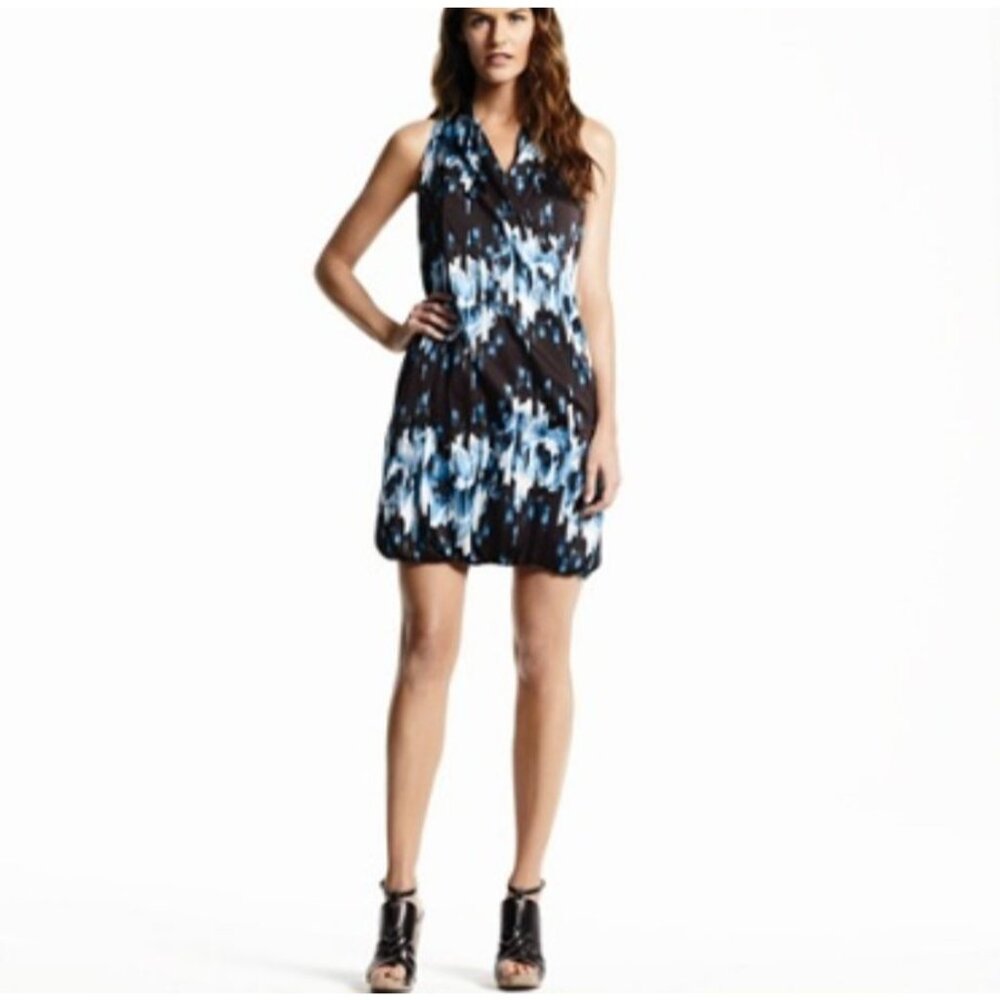 Derek Lam For Design Nation Dress XL Blue & Black Sleeveless Mini Bubble Hem